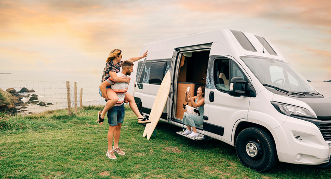 Friends by a Campervan