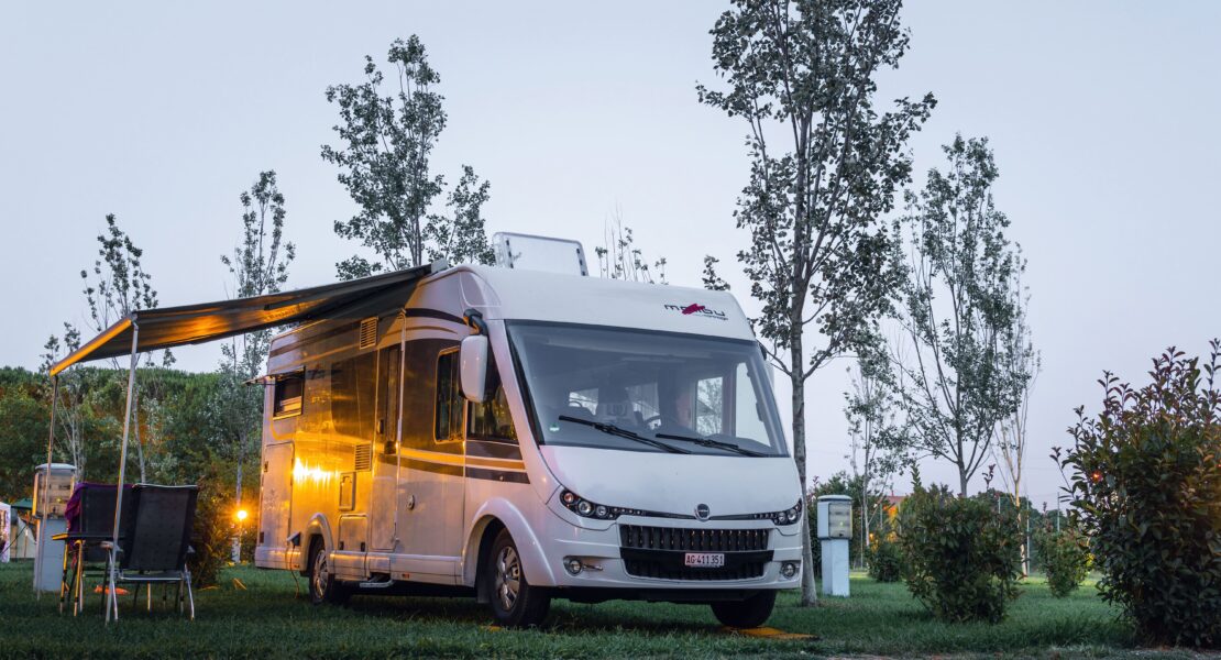 Carthago motorhome with side awning pop out